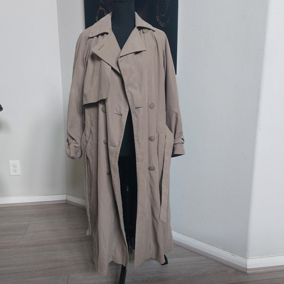 NEW YORK HARBOR From ANDREA Vintage Trench Coat Size 8P. - Picture 13 of 15